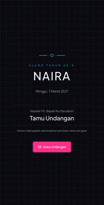Contoh undangan tema Neon Retro